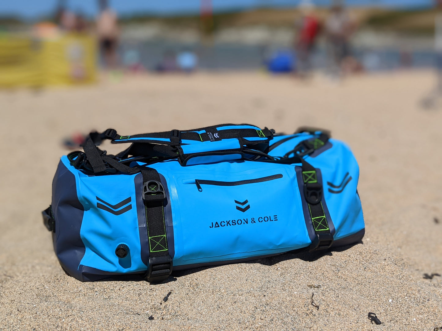 Waterproof duffel at the beach