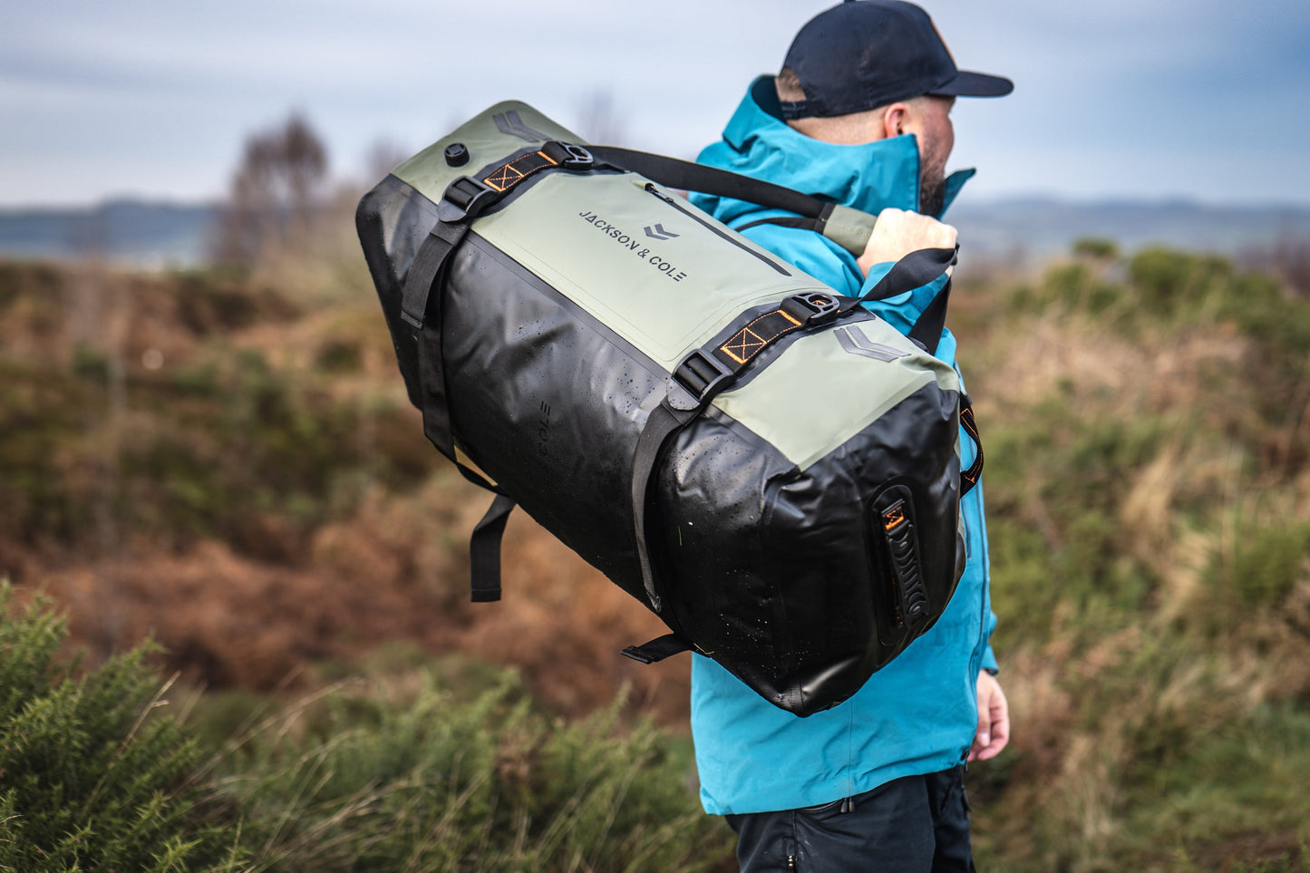 Duffel bag over shoulder